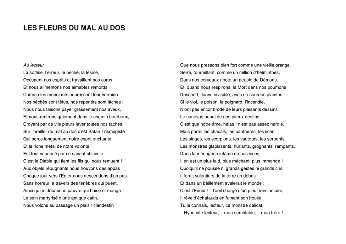 LES FLEURS DU MAL AU DOS